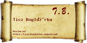 Ticz Boglárka névjegykártya